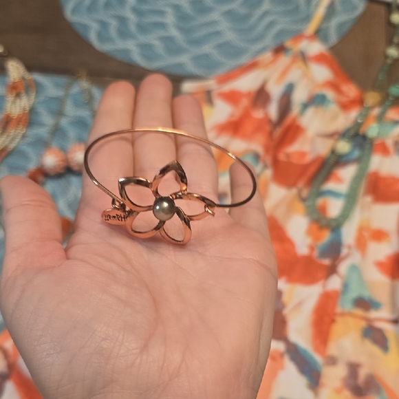 Orange Floral Romper W/ Matching Jewelry Bundle (New) - Picture 7 of 9